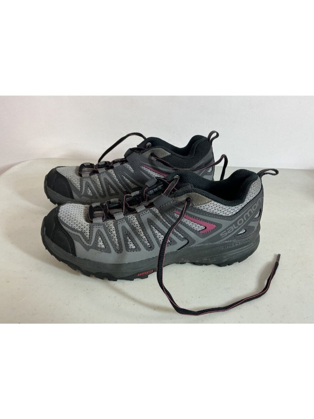 Salomon X Crest Low-Top Shoes Gray Waterproof Hiking Trail Womens 8